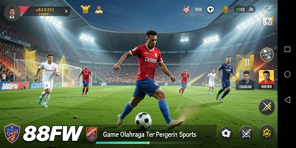 Tampilan gameplay menarik dari 888FW yang menampilkan pertandingan olahraga.