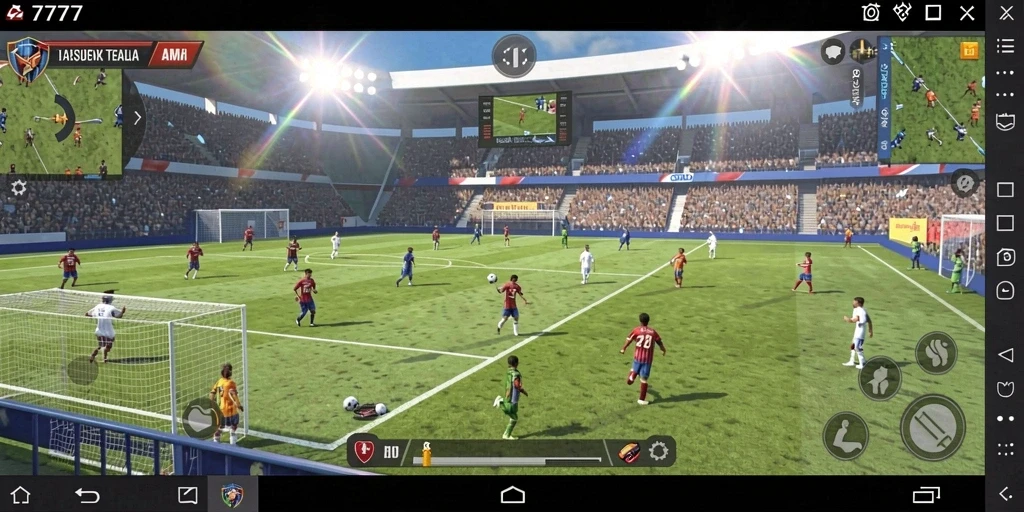 Screenshot <strong>A7777</strong> menampilkan aksi mendebarkan di lapangan sepak bola.