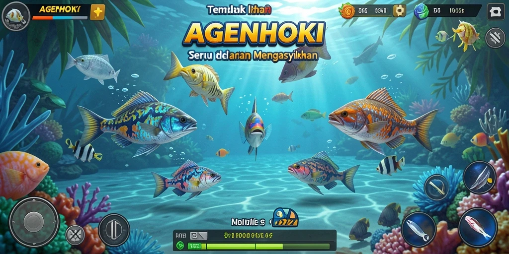 Tampilan gameplay yang seru dalam AGENHOKI Tembak Ikan.