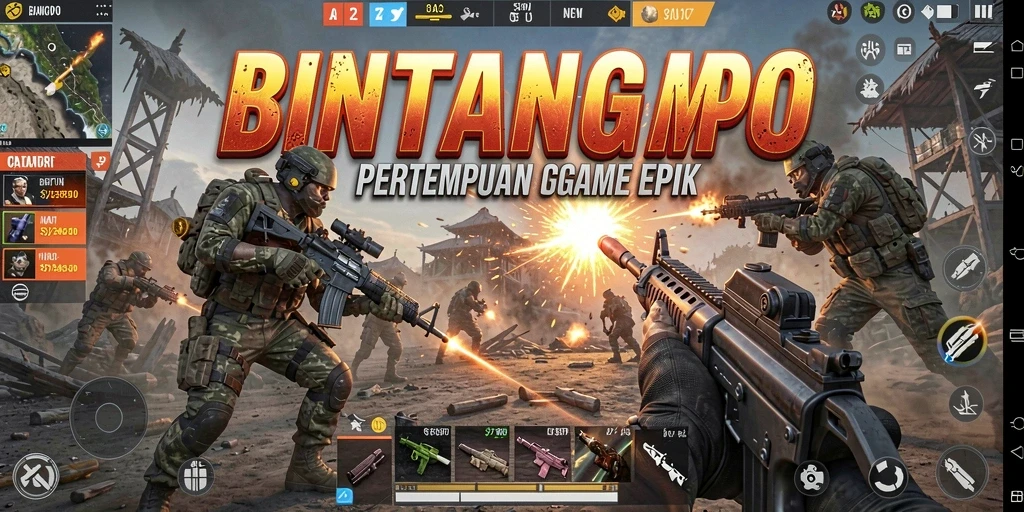Screenshot gameplay dari BINTANGMPO menunjukkan aksi pertempuran yang mendebarkan.
