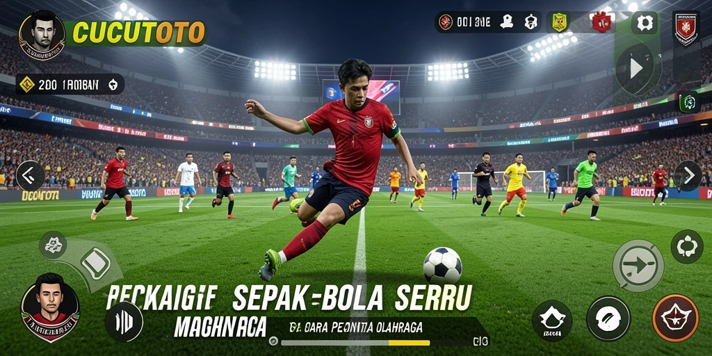 Tangkapan layar menampilkan aksi seru di pertandingan sepak bola CUCUTOTO.