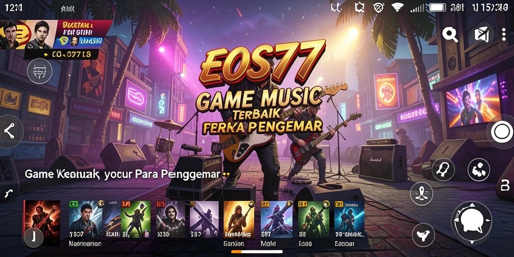 Screenshot gameplay menarik dari EOS77 yang menunjukkan keseruan bermain musik.
