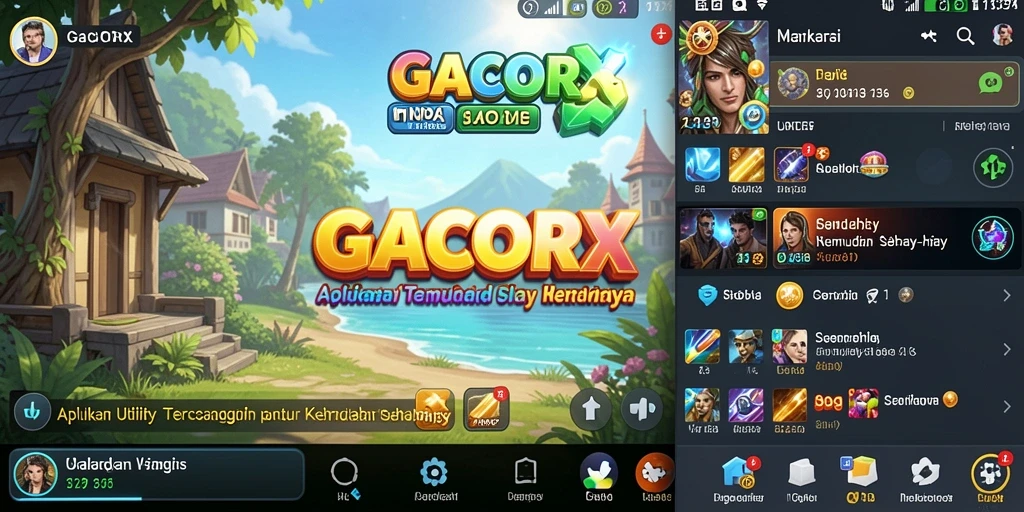 Tampilan antarmuka GACORX menampilkan fitur-fitur aplikasi Utility yang mudah digunakan.