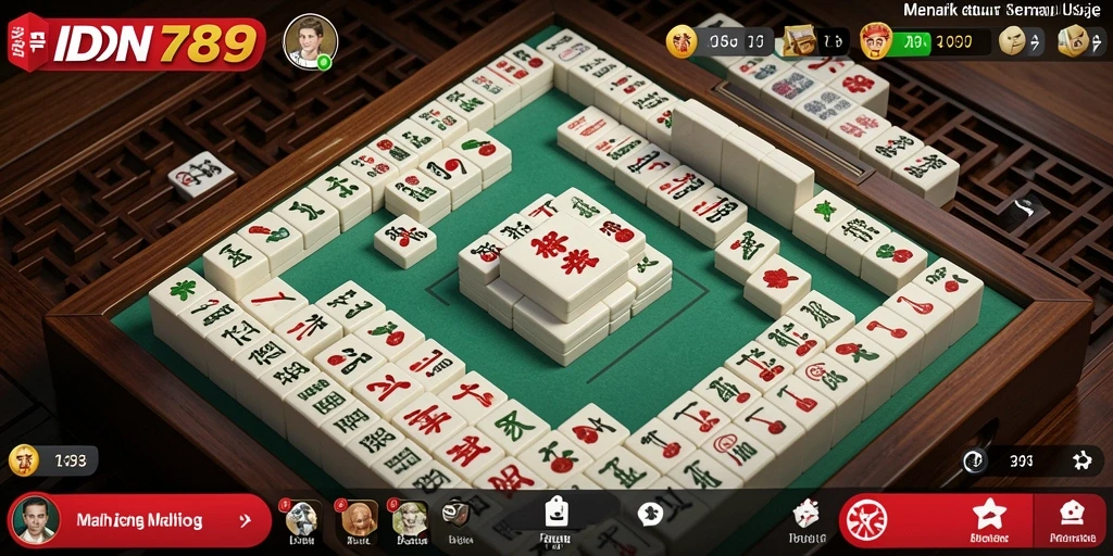 Screenshot utama IDN789 menampilkan gameplay Mahjong yang seru dan menantang.
