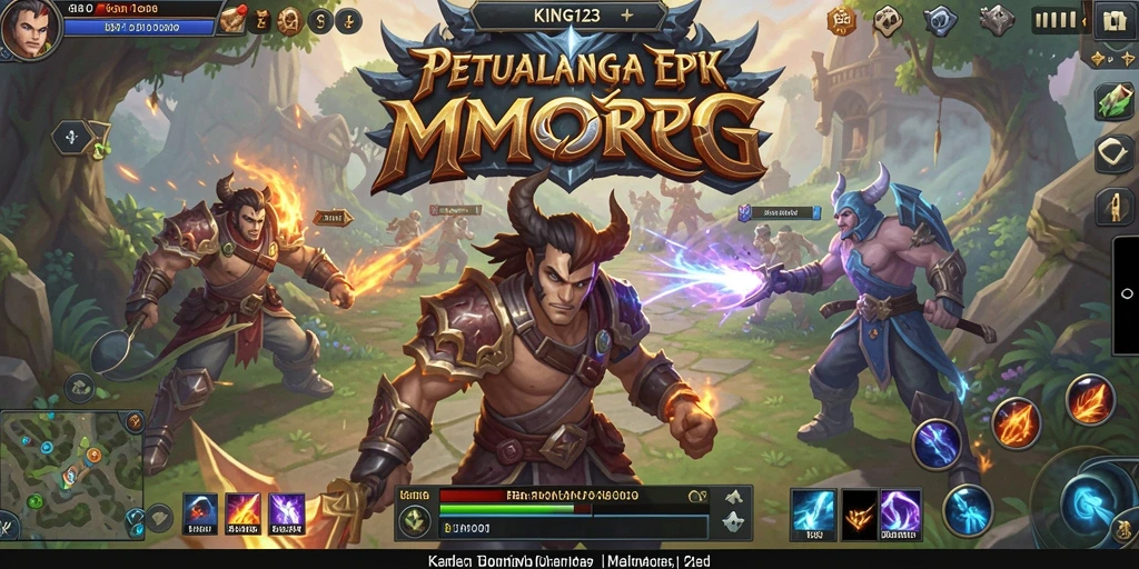 Gameplay epik di dunia fantasi KING123 dengan pertempuran seru.