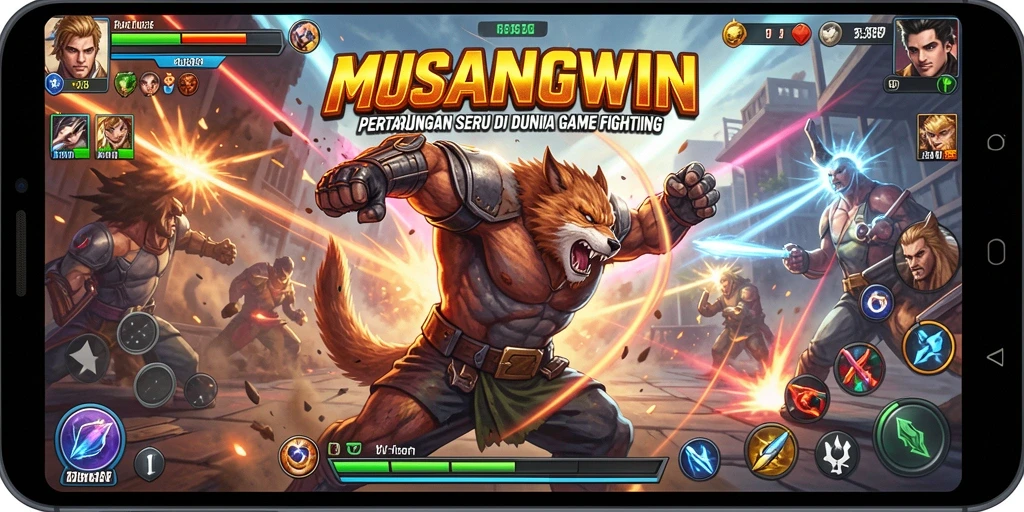 Tampilan gameplay <strong>MUSANGWIN</strong> yang intens dan menarik dalam pertarungan.