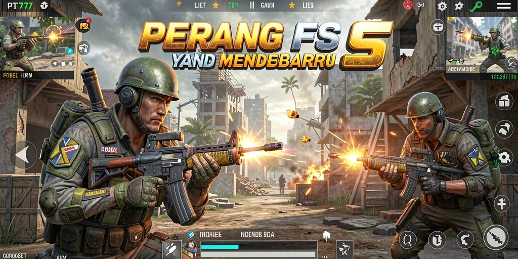 Tangkapan layar gameplay PT777 menampilkan aksi menembak yang mendebarkan.