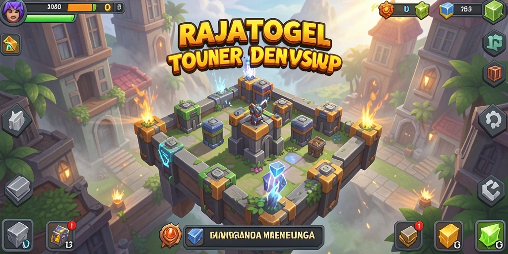 Tangkapan layar dari gameplay <strong>RAJATOGEL</strong> yang menunjukkan pertahanan menara melawan gelombang musuh.